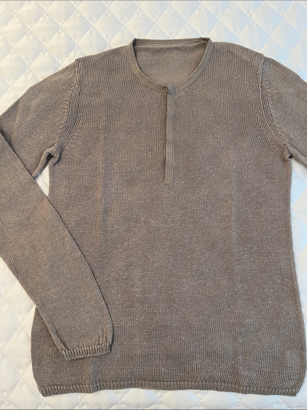 Men's Crewneck Henley Sweater - Taupe
